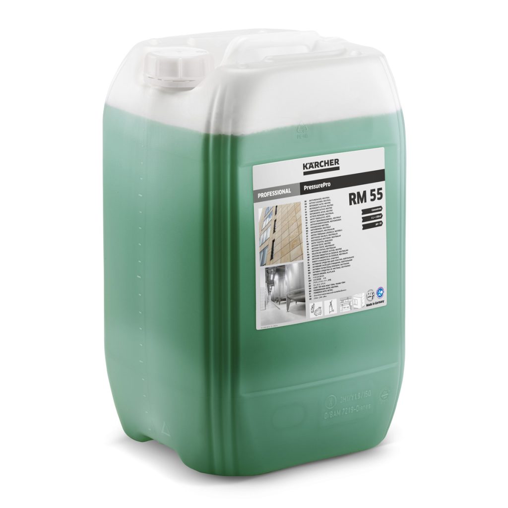 شوینده PressurePro RM 55 ASF کارچر یک شوینده یونیورسال ۲۰ لیتری برای استفاده با دستگاههای فشارقوی است که برای پاک کردن روغن، چربی، آلودگیهای معدنی، بقایای حشرات و آلودگیهای محیطی کاربرد دارد. این محصول بهخصوص برای شستوشو با آب سرد مناسب است و به دلیل فرمولاسیون ملایمتر، برای سطوحی مانند آلومینیوم، پلاستیک و سطوح رنگشده نیز قابل استفاده است. همچنین فاقد سیلیکون و NTA بوده و در کاربردهای حرفهای مانند شستوشوی خودرو و موتور، قطعات، ماشینآلات و نما استفاده میشود